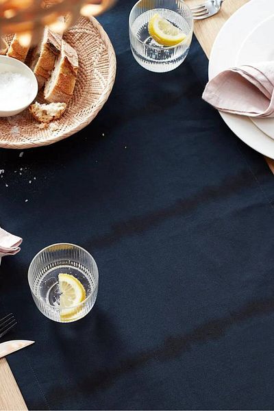 Tchibo Table Runner Batik Stripes 40 X 180 Cm, Navy Blue