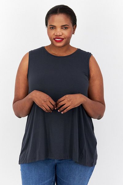 Eileen Fisher Women Plus Size Crew Neck Sleeveless Plain Top, Grey