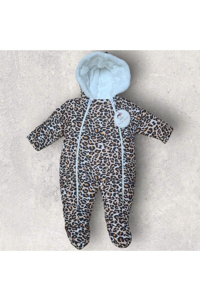 Tosyalı Burak Bebe Leopar Baskılı Patikli İçi Welsoftlu Astronot Tulum
