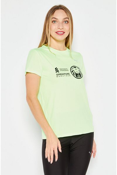 Puma Women Sportswear Fit Short Sleeve Running Jersey, Lime