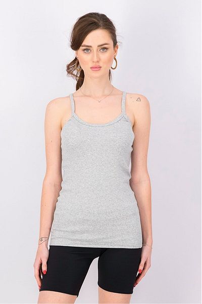 Tchibo Women U-neck Sleeveless Ribbed Top, Grey