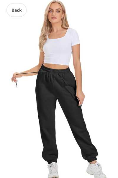 yx yustex sport Μαύρο παντελόνι Jogger Leg Sweat με φαρδιά κοπή