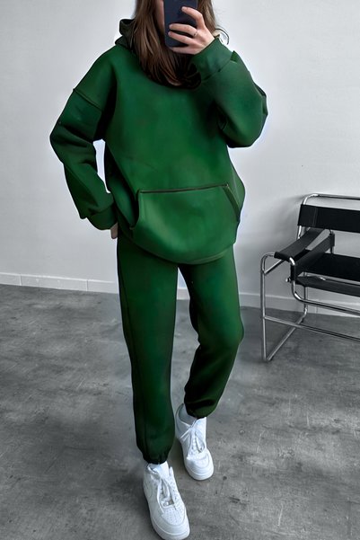 YAKAMEL Kadın Oversize Trend  Model Kanguru Cep Kapşonlu Sweatshirt Eşofman T...