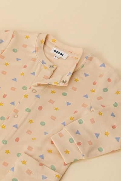 Woody Cotton Baby Rompers-Bpe - 993- Geometric Printed Ecru