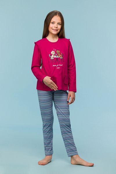 Woody Pflaumenfarbener Damen-pyjama – Plg 357