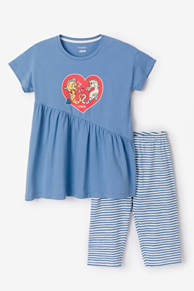 Woody 2-8 Yaş Kız Çocuk Pijama-Tzn - 818-Mavi