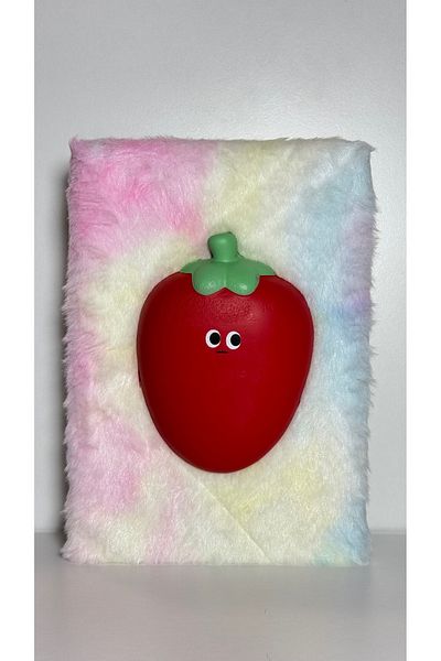 Bonjour Caiet moale și moale cu dungi Sanrio cu pene de pluș și fructe în relief