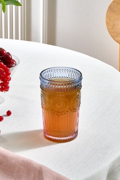 Karaca Sunflower Soft Drink Glass 332 ml Blue Pink