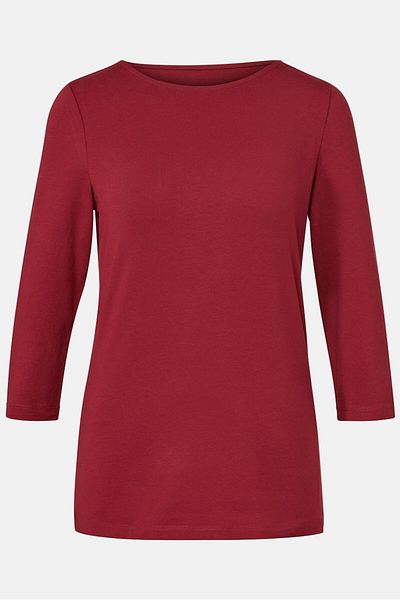 Tchibo Women Slim Fit Plain Long Sleeves Top, Maroon