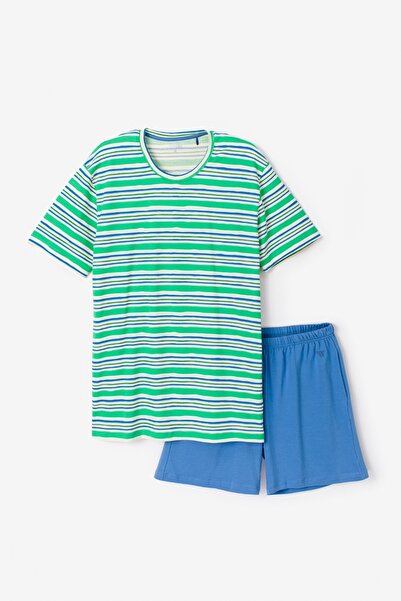 Woody Ανδρικές πιτζάμες-Qpb - 914-Ριγέ Πράσινο