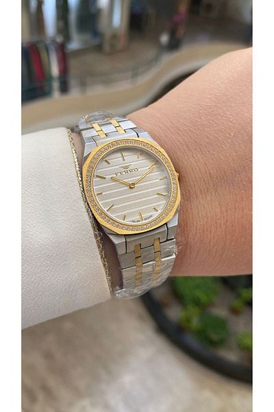 FERRO Quartz Steel Gold/Grey Silver Dial 32 mm Women's Wristwatch