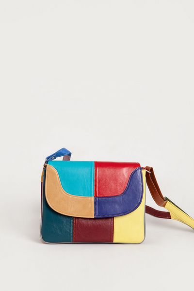 Dericlub 2034l Model - Genuine Leather Women's Crossbody Bag, Turquoise/red