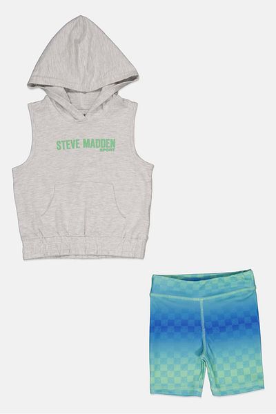 Steve Madden Kids Boy2 Piece Sleeveless Hoodie And Short, Multicolor