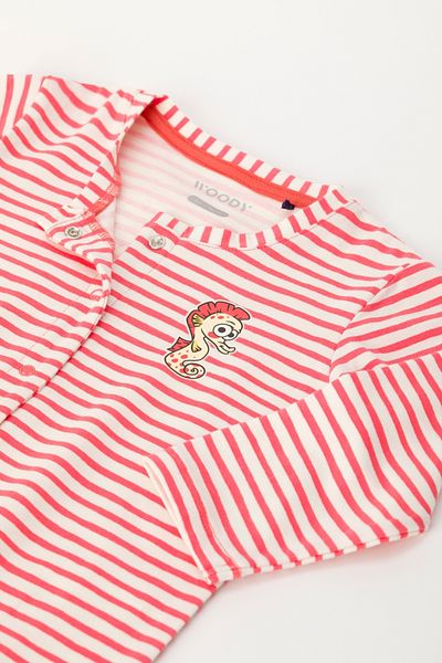 Woody Cotton Baby Rompers-RBZ - 922-Sea Themed Striped Pink