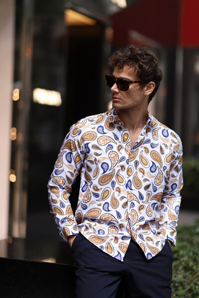 PASSERO Сlim Fit сорочка з цифровим принтом