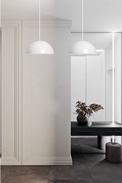 Bamyum Lipeo Beyaz Avize Tekli Sarkıt Salon Mutfak Kuaför Cafe Lamba Dekoratif Aydınlatma Pastane