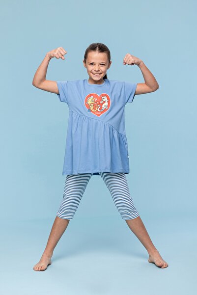 Woody 2-8 Yaş Kız Çocuk Pijama-Tzn - 818-Mavi