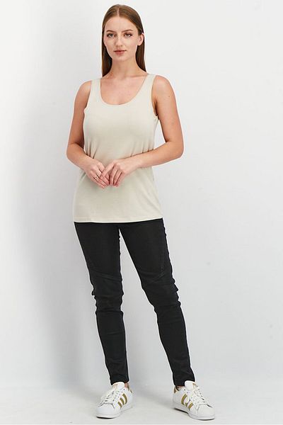 Tchibo Women 2 Piece Round Neck Sleeveless Solid Tank Tops, Grey
