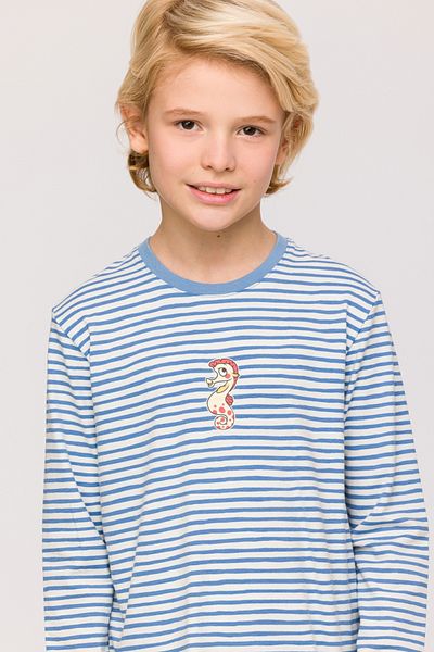 Woody 10-16leté chlapecké pyžamo-plc - 921-Sea Themed Striped Blue