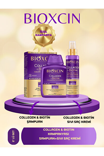 Bioxcin Collagen & Biotin Hacim Şampuanı 300 Ml + Sıvı Saç Kremi 150 Ml 2'li Set