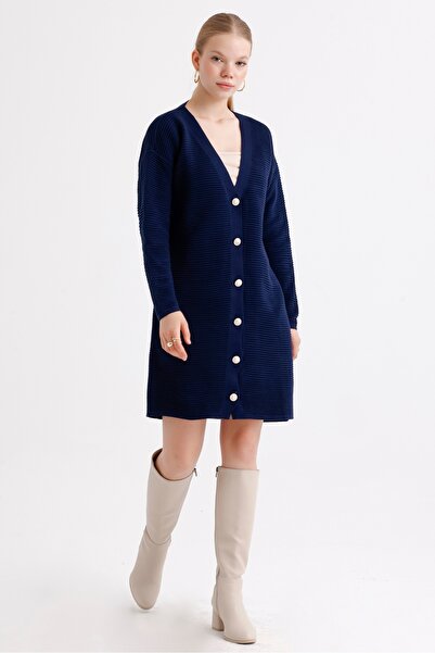 MD trend Жіночий довгий оверсайз-кардиган з ґудзиками та візерунком