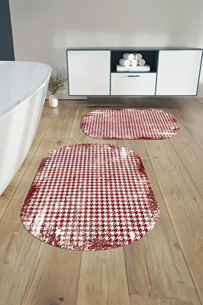 Napoli Home Set de toaletă pentru baie ovală, lavabilă digital, cu model pătrat