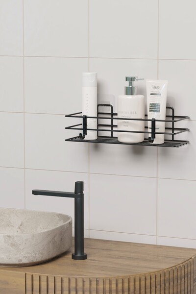 zabata Adhesive Bathroom Shelf Shower Shampoo Holder Wall Organizer 1 Piece