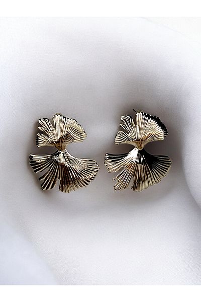 Marlenka Steel Plate Fan Earrings