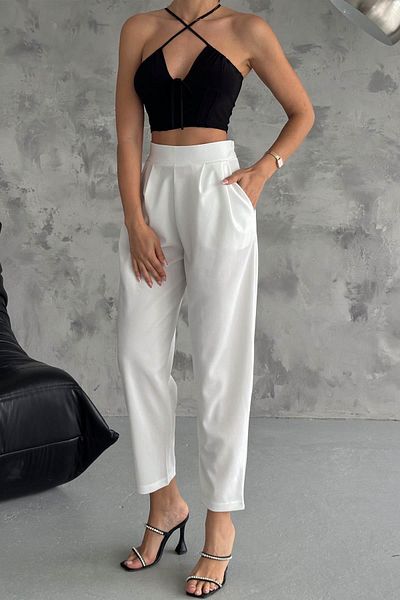 İstangül Butik Balloon Sleeve Back Elastic Trousers