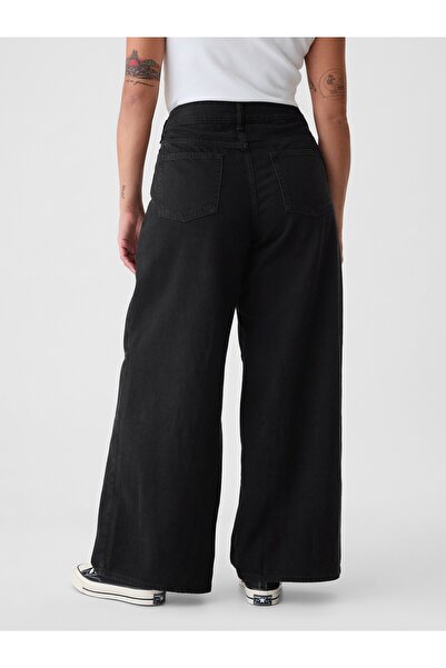GAP Kadın Siyah Mid Rise UltraSoft Baggy Jean Pantolon