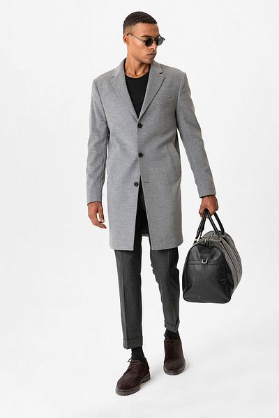 Antioch Gray Slim Fit Jacket Collar Men's Coat