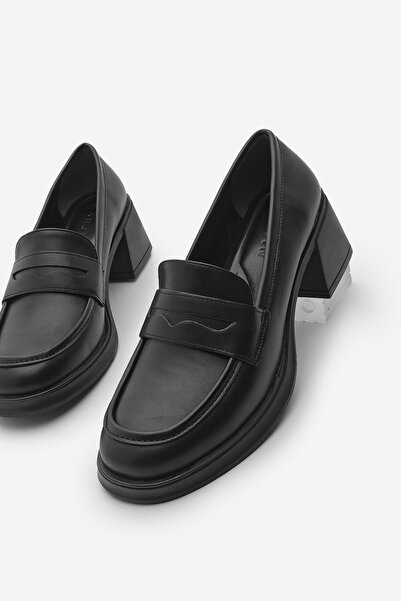 Marjin Γυναικεία Loafer Παπούτσια με Χοντρό Τακούνι Casual Seriz Μαύρο