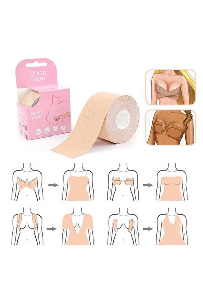 MİMOZA PARK شريط للصدر وشريط لتشكيل الجسم، لون بيج، 5 سم × 5 متر