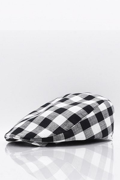 Külah Men's Black Plaid Beanies Summer Flat Cap Hat