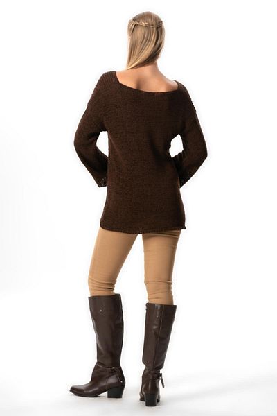 Eliş Şile Bezi Ahunaz Long Sleeve Knitwear Blouse - Autumn and Winter, Brown Khv
