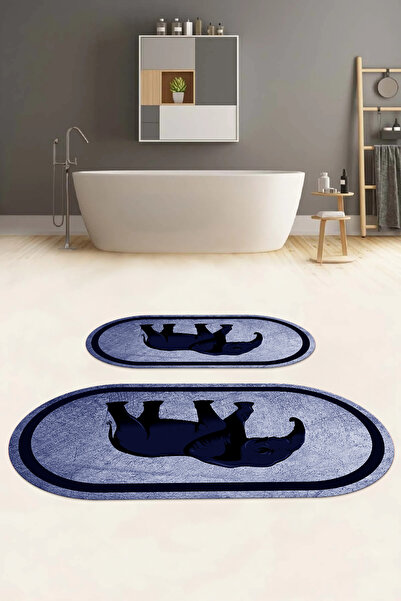 Napoli Home Set de scaune pentru toaletă cu covoraș de baie oval, imprimat di...