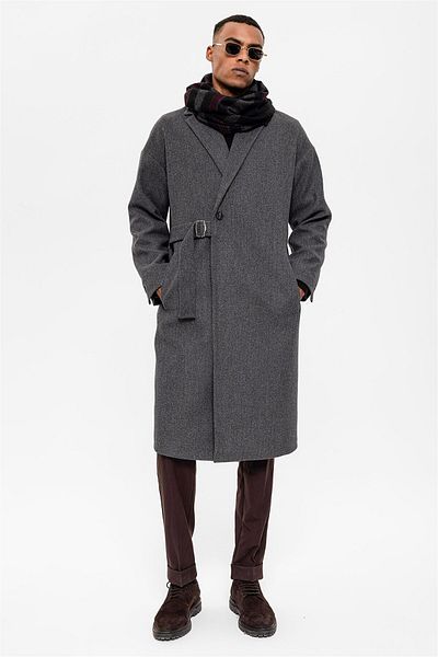 Antioch Anthracite Belted Oversize Men's Coat