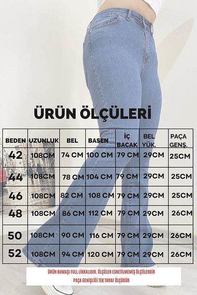 İstangül Butik Blugi spanioli cu picior spaniolă de mărime mare