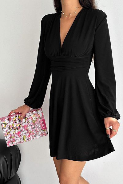 İstangül Butik Rochie Diana - Decolteu dublu și fustă evazată