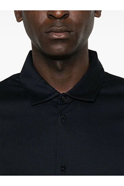 BOSS Erkek Marka Logolu Düğmeli Gömlek Yaka Uzun Kollu Siyah Gömlek 50523932-001