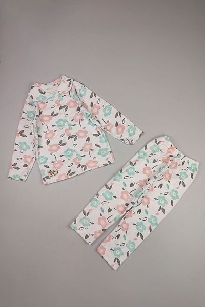 Peki Set de 5 pijamale din bumbac cu margarete florale pentru bebeluși și fete - Trening, jachetă de jos și de sus Cadou 14662
