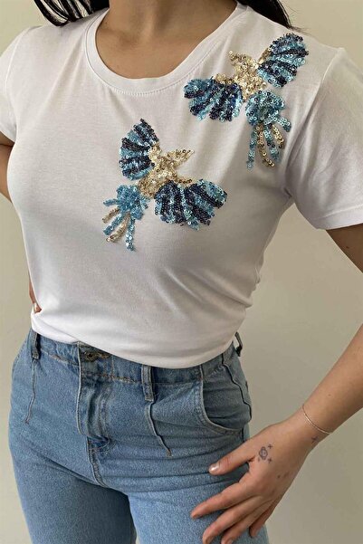 İstangül Butik Μπλουζάκι με λαιμόκοψη Couple Bird