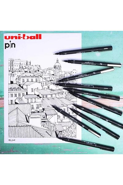 UNİ-BALL Black Technical Drawing Pen - 0.2-0,8-0,1 Uni Ball Pin