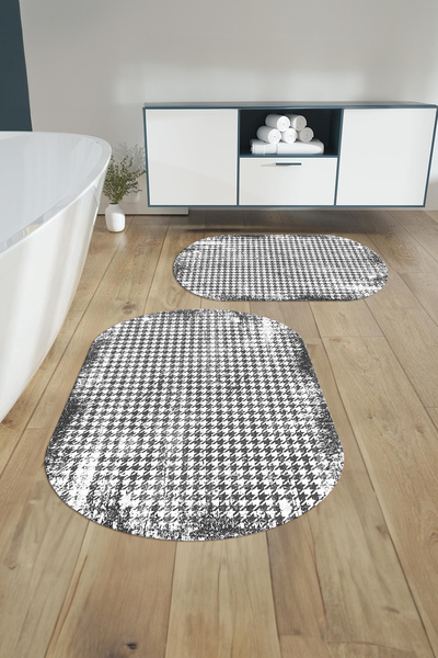 Napoli Home Set de toaletă pentru baie ovală, lavabilă digital, cu model pătrat