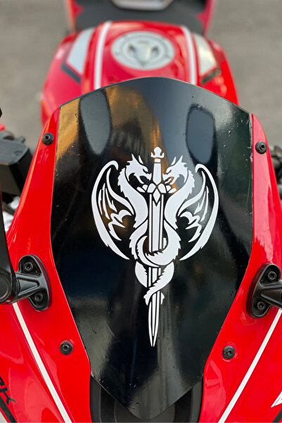 Banxtre Motor Ön Camı için Parlak Beyaz Çift Ejder Sticker Etiket 20CMx14CM (...