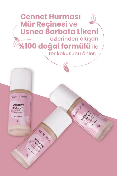 Bade Natural Doğal Roll On Floral Blends Deodorant Hassas Ciltler İçin Ter Kokusu Önleyici Vegan 50 ml