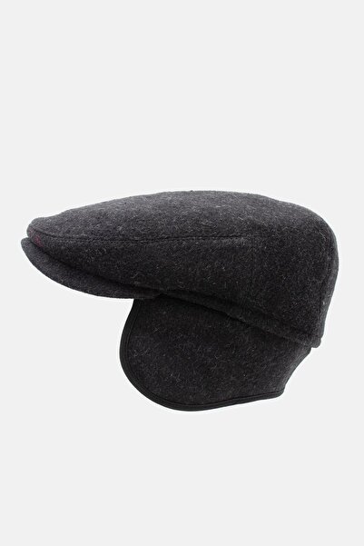 Külah Siyah %100 Yün Kışlık Kulaklı Kasket Şapka