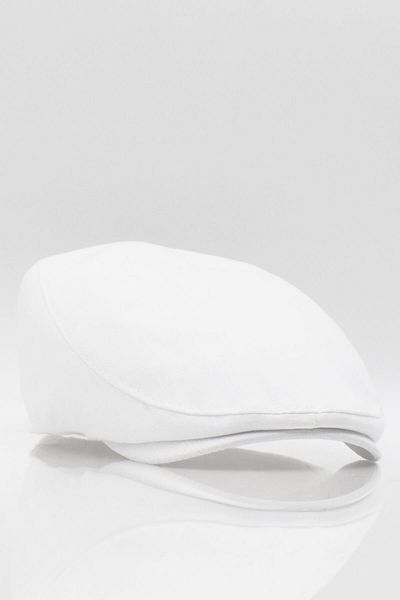 Külah Men's Plain Cotton White Flat Cap Cap