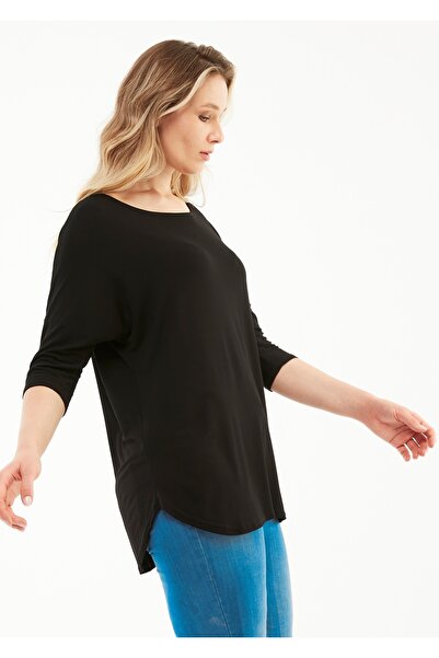 Alesia Μεγάλο μέγεθος Lycra Loose Crew Neck Basic Μπλούζα