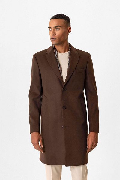 Antioch Brown Slim Fit Jacket Collar Men's Coat